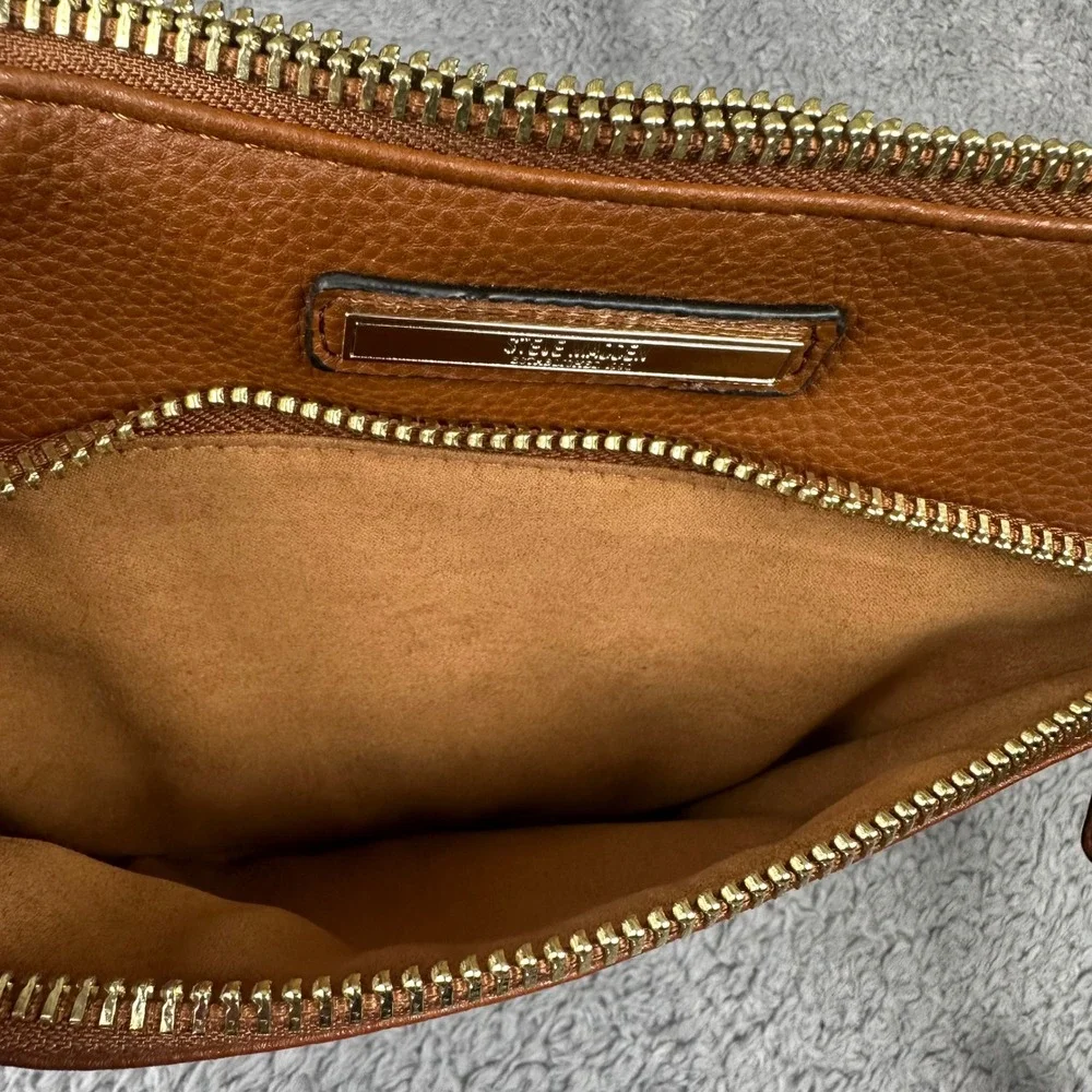 Steve Madden‎ Crossbody Bag Womens Small Cognac Brown Pebbled Gold Hardware New